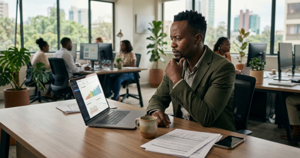 Why marketing is not converting — business leader reviewing campaign performance gap in Nairobi office