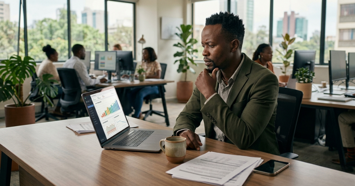 Why marketing is not converting — business leader reviewing campaign performance gap in Nairobi office