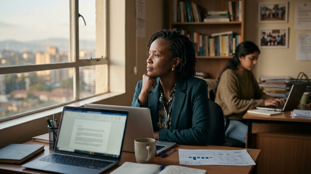 AI marketing - a Nairobi founder steps back from AI-generated content drafts to question the brief behind them