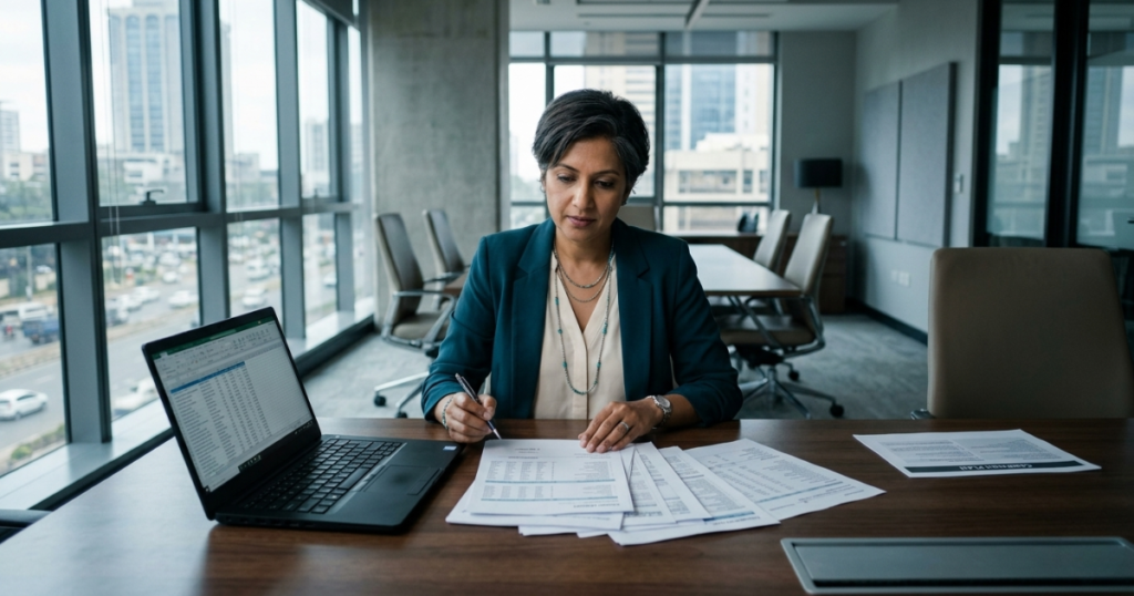 Marketing budget strategy — business leader reviewing marketing spend allocation before approving budget increase Nairobi