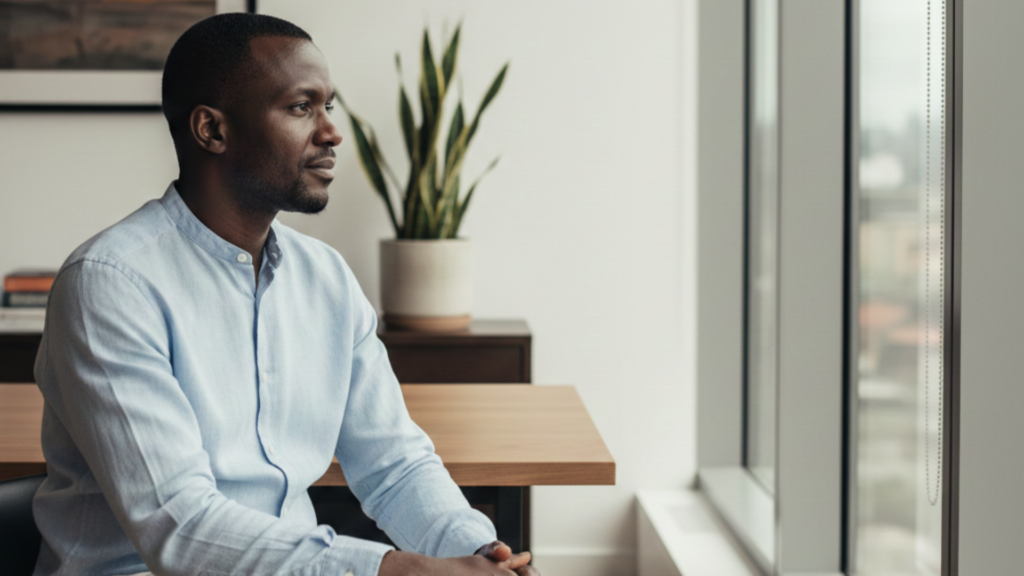 Marketing strategy mistakes — business leader reflecting after a strategic review in Nairobi office