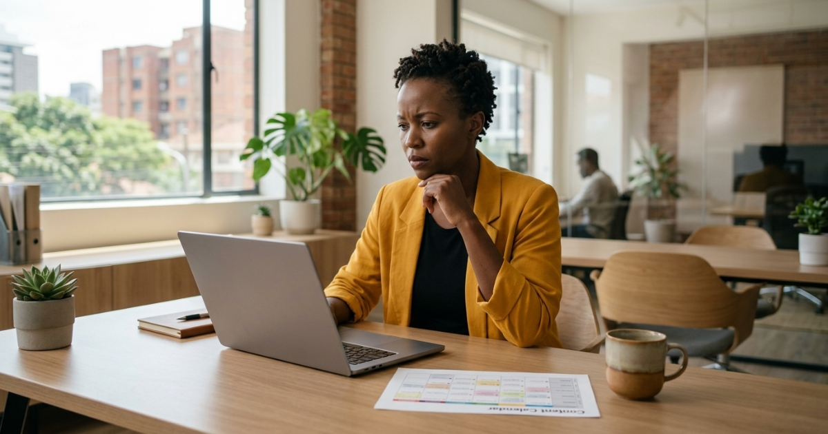 Why blog is not generating leads — business owner reviewing content performance without client conversion in Nairobi office