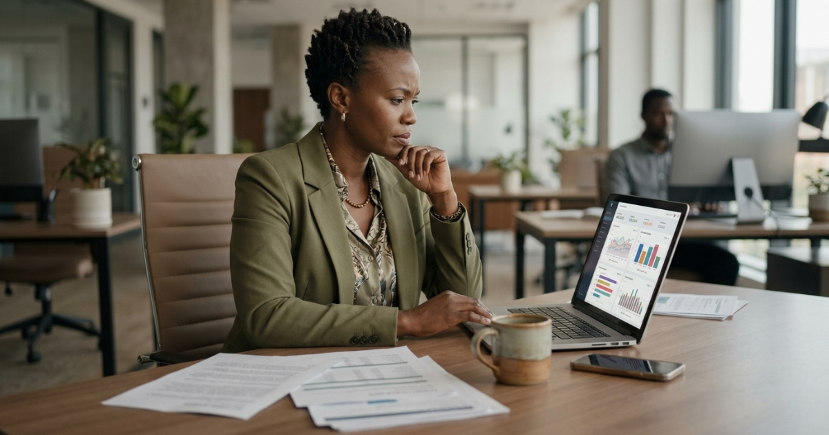 Why digital marketing is not working — marketing professional reviewing fragmented channel results in Nairobi office