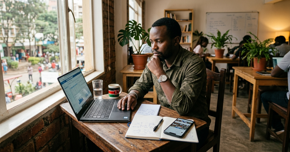 Why marketing is not working — founder re-examining market assumptions at desk in Nairobi workspace