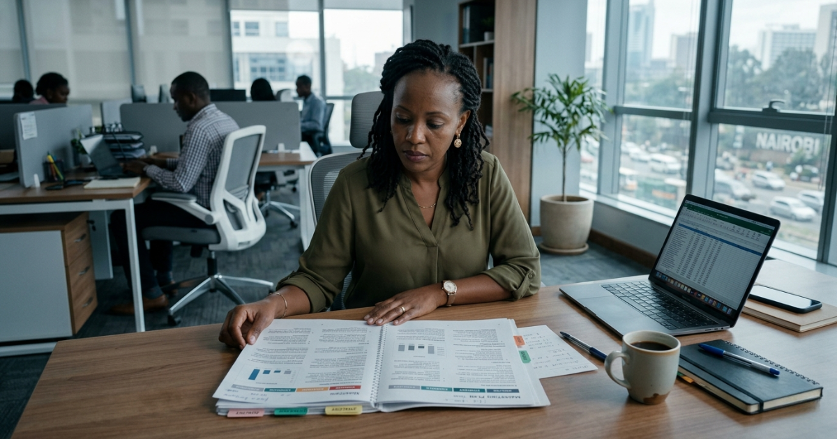 Marketing plan strategy — marketing manager reviewing comprehensive marketing plan built on unexamined assumptions Nairobi