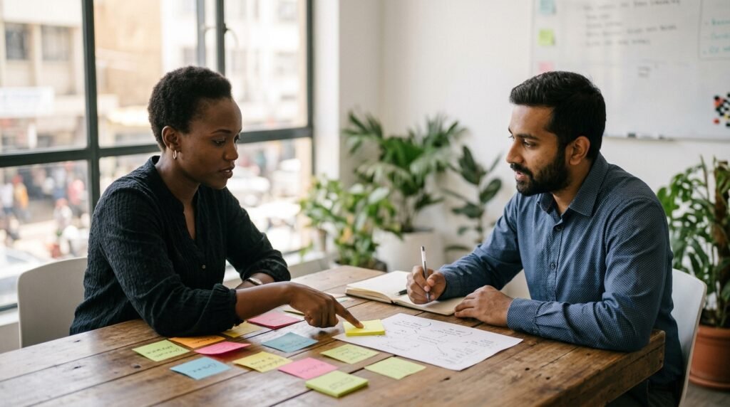Before investing in a website: two Nairobi co-founders agree the brief for their new business website